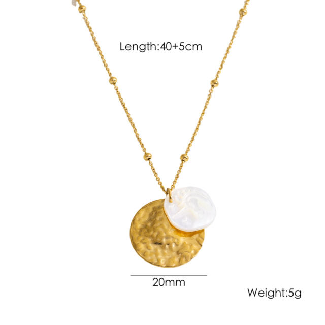 Summer new shell flower evil eye stainless steel necklace pendant necklace