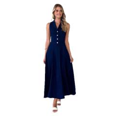 Fashion Elegant Retro Blue V-neck Tight Waist Denim dress