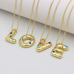 Amazon Hot Gold Solid Balloon Bubble 26 English Letter initial letter pendant