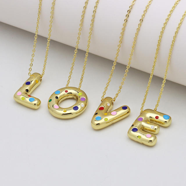 Amazon Hot Gold Solid Balloon Bubble 26 English Letter initial letter pendant