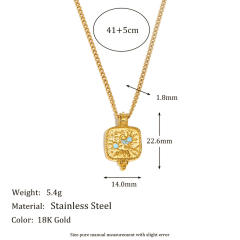 Elegant hammer pattern enamel sun moon stainless steel necklace rings suit