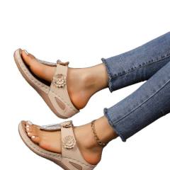 Plus size summer rhinestone flower flip-flop sandals slippers