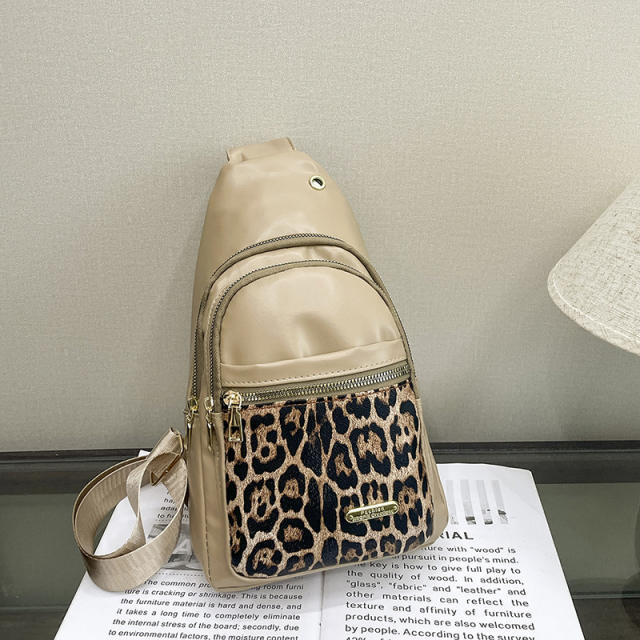 Summer leopard grain patter matching PU leather sling bag chest bag
