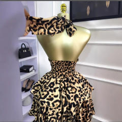 2025 sexy halter neck leopard pattern short dress