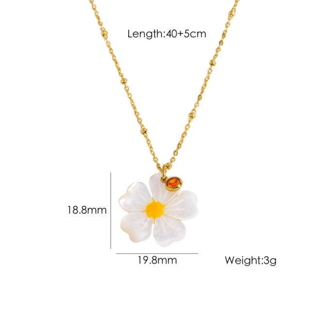 Summer new shell flower evil eye stainless steel necklace pendant necklace