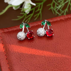 Hot sale sweet cherry diamond studs earrings