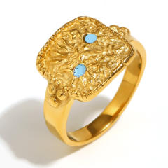Elegant hammer pattern enamel sun moon stainless steel necklace rings suit