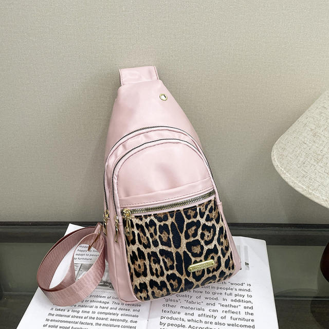 Summer leopard grain patter matching PU leather sling bag chest bag