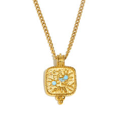 Elegant hammer pattern enamel sun moon stainless steel necklace rings suit