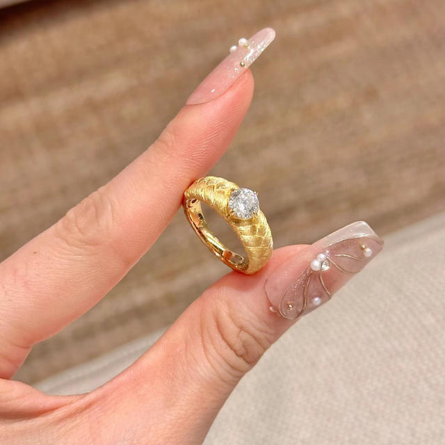 Italian handmade brushed style vintage diamond rings