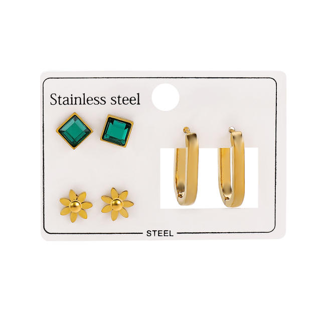 Hot sale 3 pair stainless steel earrings set studs earrings set