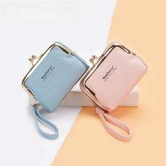 Ladies Short Zipper Wallet Mini Litchi Pattern Accordion Card Holder purse