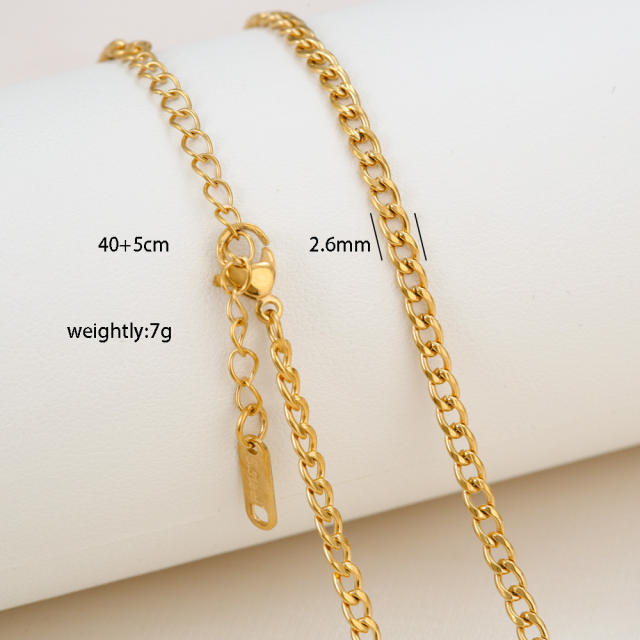 Fashion simple titanium steel basic chain necklace DIY jewelry necklace chain