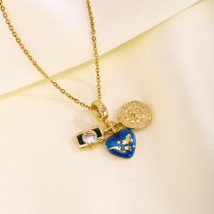 Hot sale lipsticks plane heels cute pendant copper necklace
