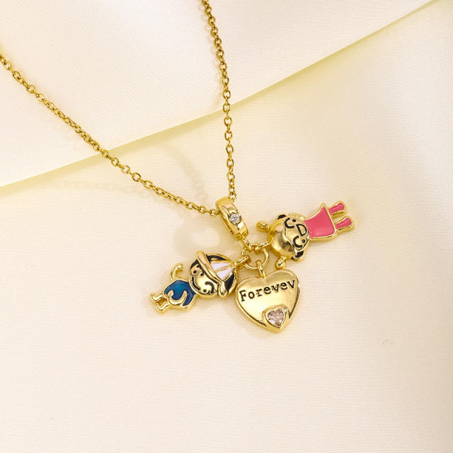 Hot sale lipsticks plane heels cute pendant copper necklace