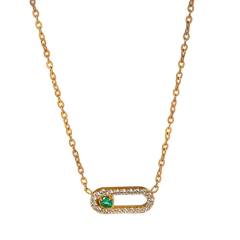 Simple diamond paperclip pendant stainless steel necklace