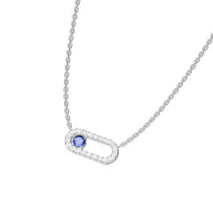 Simple diamond paperclip pendant stainless steel necklace
