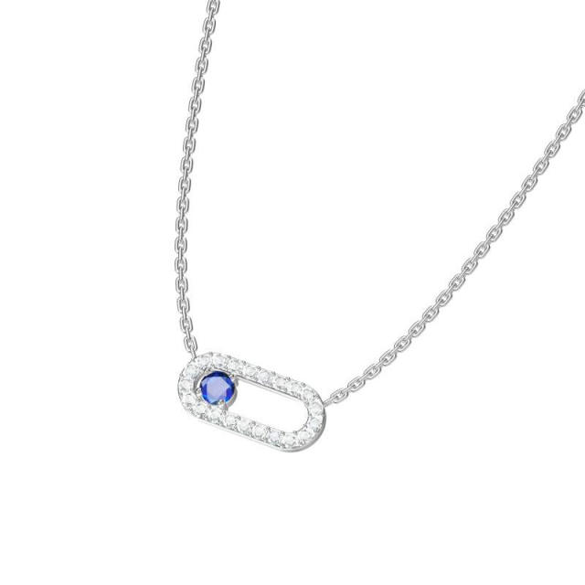 Simple diamond paperclip pendant stainless steel necklace