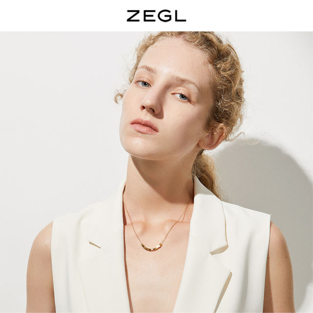 Simple diamond paperclip pendant stainless steel necklace