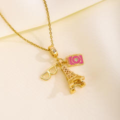 Hot sale lipsticks plane heels cute pendant copper necklace