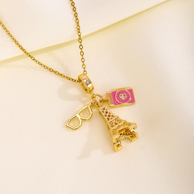 Hot sale lipsticks plane heels cute pendant copper necklace