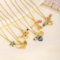 Hot sale lipsticks plane heels cute pendant copper necklace