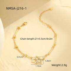 Holiday hollow out diamond star stainless steel anklet