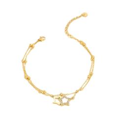 Holiday hollow out diamond star stainless steel anklet