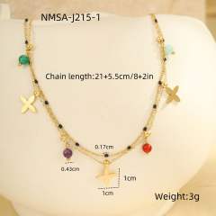 Summer colorful natural stone charm stainless steel anklet