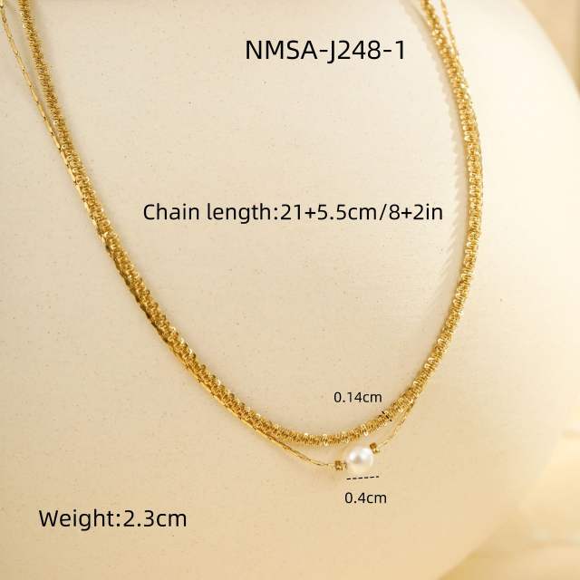 Summer pearl bead tassel stainless steel anklet