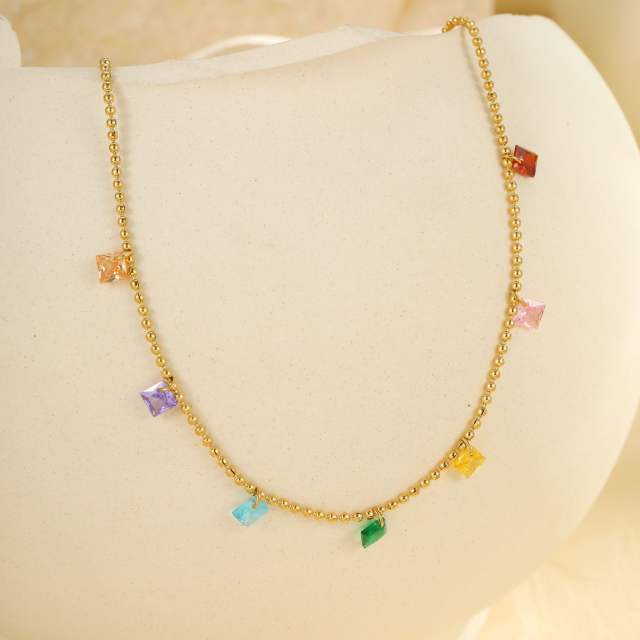 Sweet colorful diamond stainless steel anklet