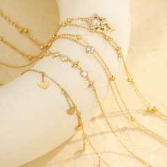 Holiday hollow out diamond star stainless steel anklet
