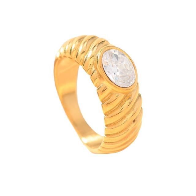 New diamond statement stainless steel rings