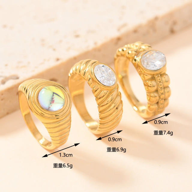 New diamond statement stainless steel rings