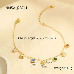Sweet colorful diamond stainless steel anklet