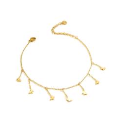 Summer mother shell butterfly tassel stainless steel anklet