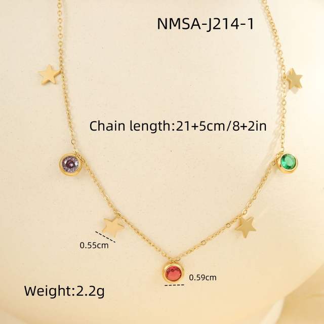 Summer colorful natural stone charm stainless steel anklet