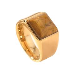 Tiger eye stone statement stainless steel rings for men women