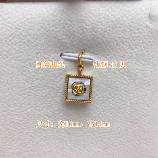 Detachable button titanium steel pendant mother shell pendant DIY jewelry