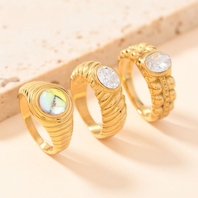 New diamond statement stainless steel rings