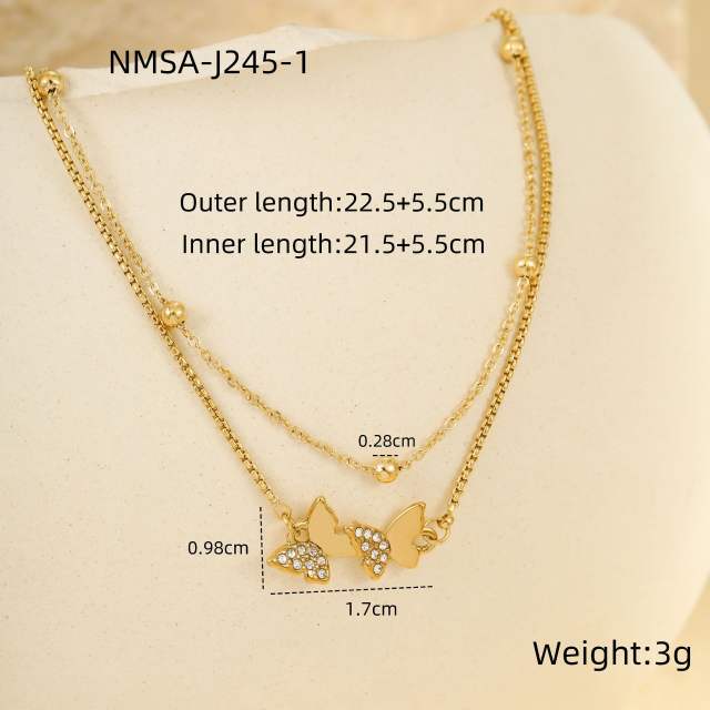 Holiday butterfly series stainless steel anklet