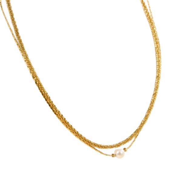 Summer pearl bead tassel stainless steel anklet