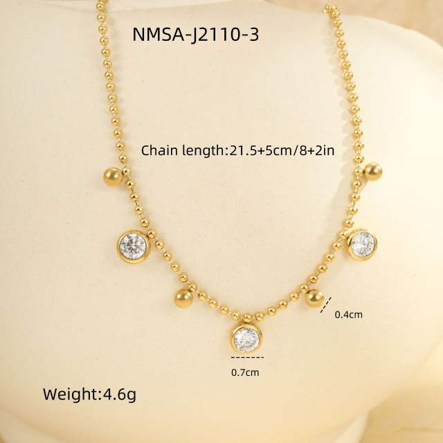 INS colorful rhinestone charm bead chain stainless steel anklet