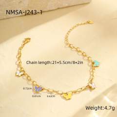 Holiday butterfly series stainless steel anklet