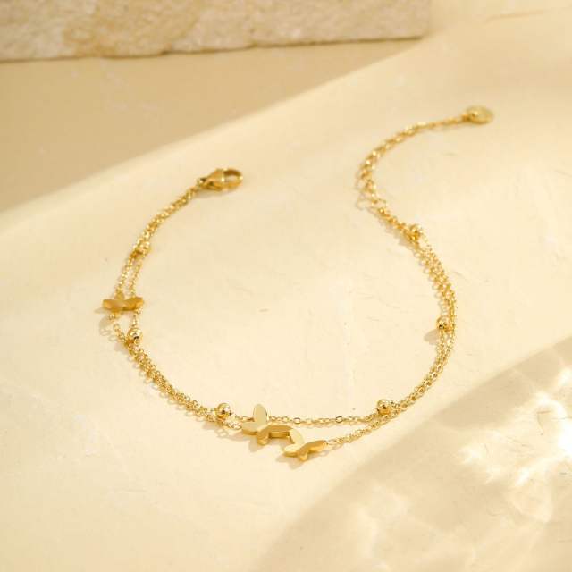Holiday butterfly series stainless steel anklet