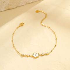 Hot sale colorful five petal flower stainless steel anklet