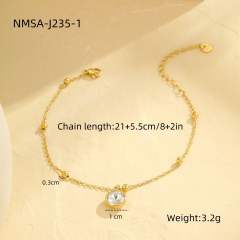 Sweet colorful diamond stainless steel anklet