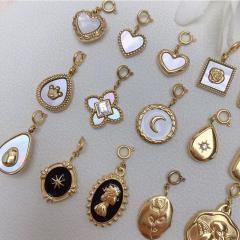 Detachable button titanium steel pendant mother shell pendant DIY jewelry