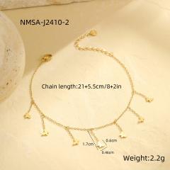 Summer mother shell butterfly tassel stainless steel anklet