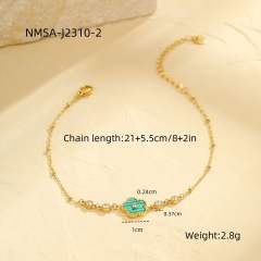Hot sale colorful five petal flower stainless steel anklet